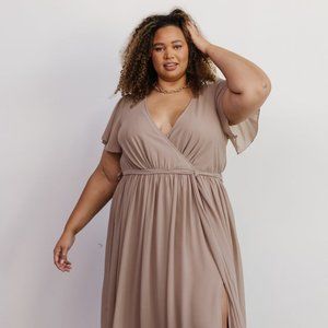Baltic Born Taupe Wrap Dress, 1X, New with Tags